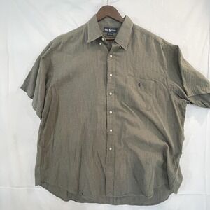 Vintage Ralph Lauren Shirt Mens XXL Green Blaire Short Sleeve Micro Check 90s